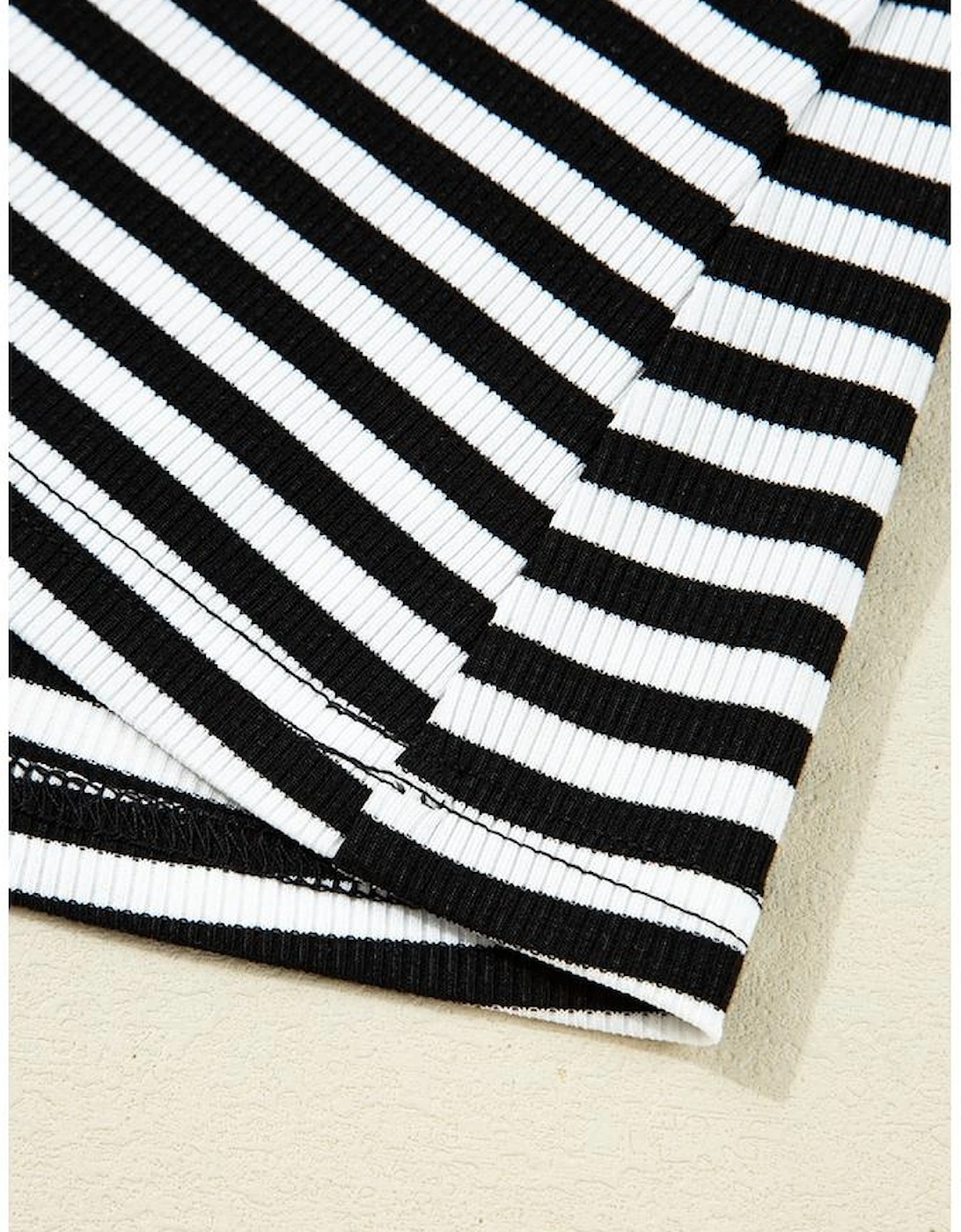 Black Stripe Double-layer Cold Shoulder Long Sleeve Top