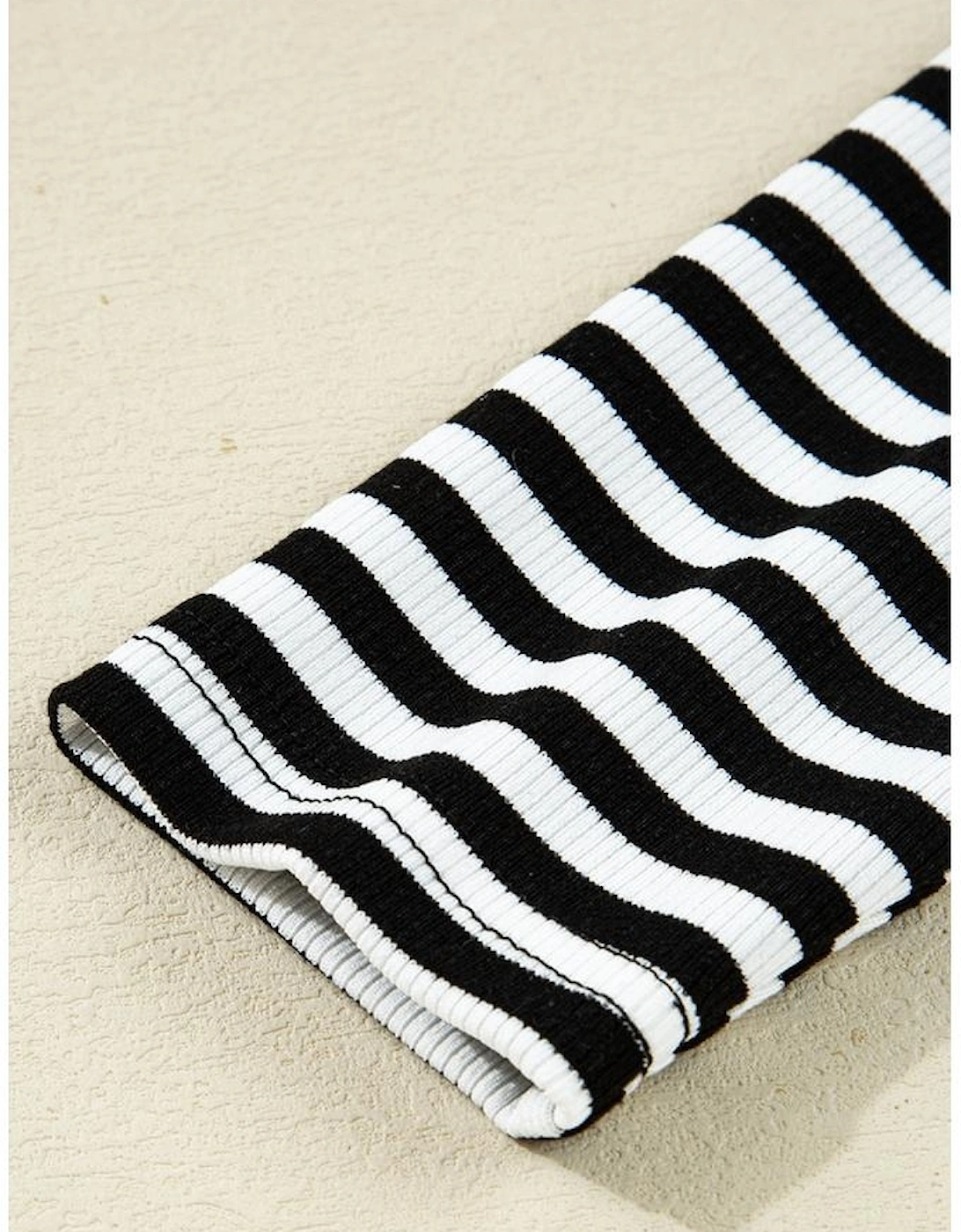 Black Stripe Double-layer Cold Shoulder Long Sleeve Top