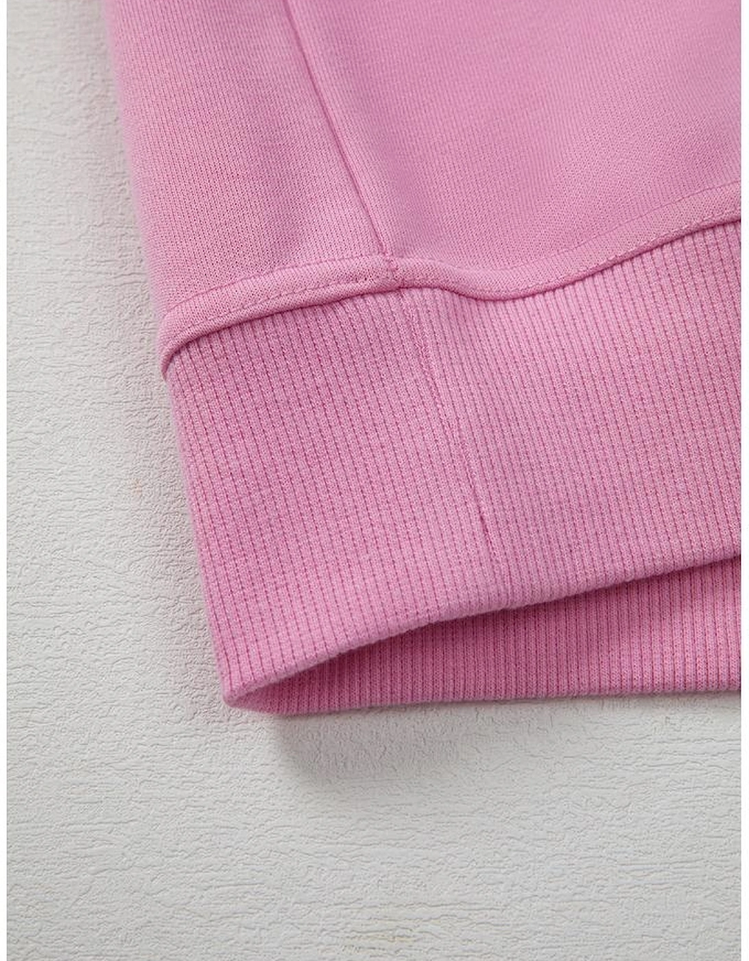 Bright Pink Lace Patched Raglan Sleeve Loose Fit Sweatshirt