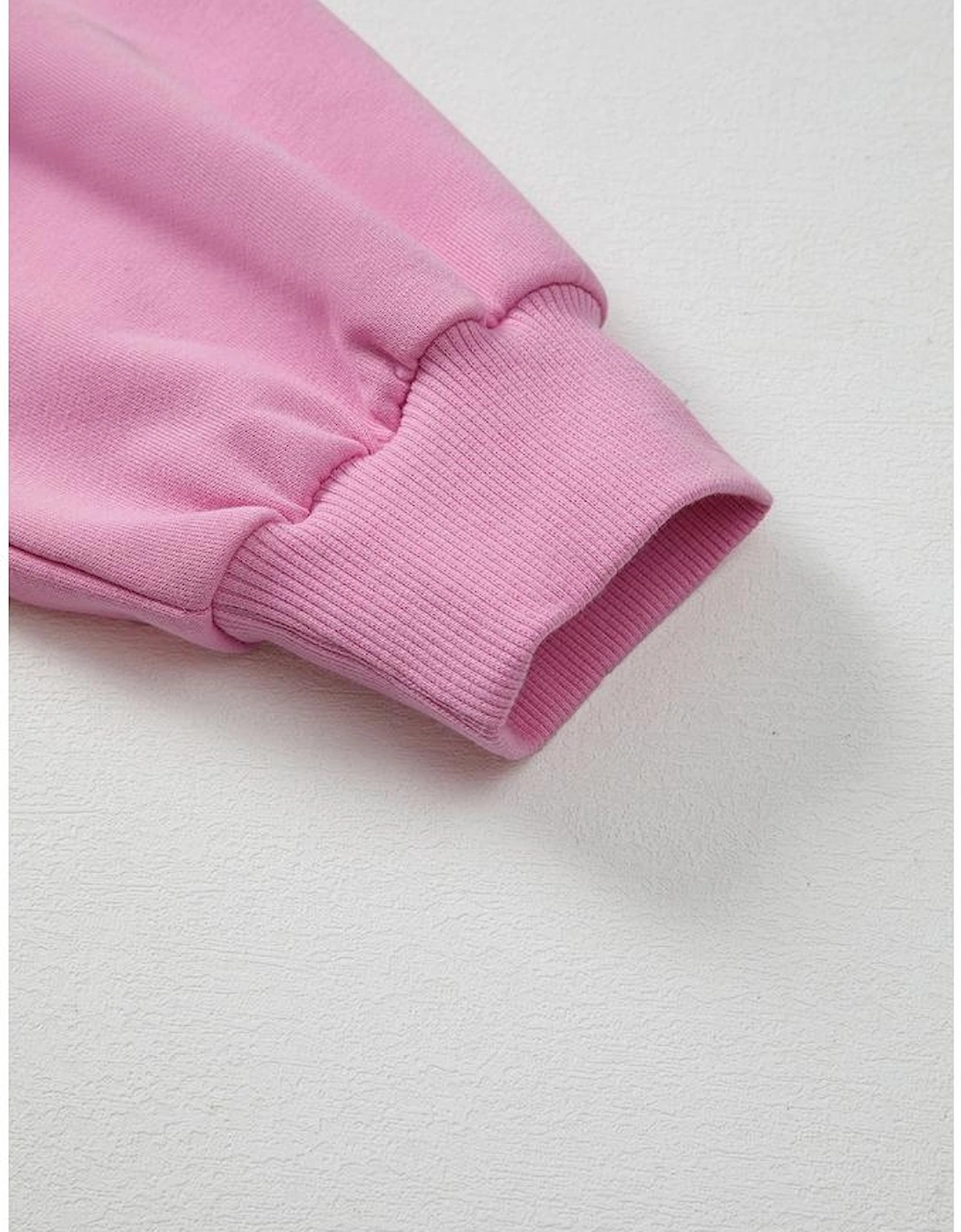 Bright Pink Lace Patched Raglan Sleeve Loose Fit Sweatshirt