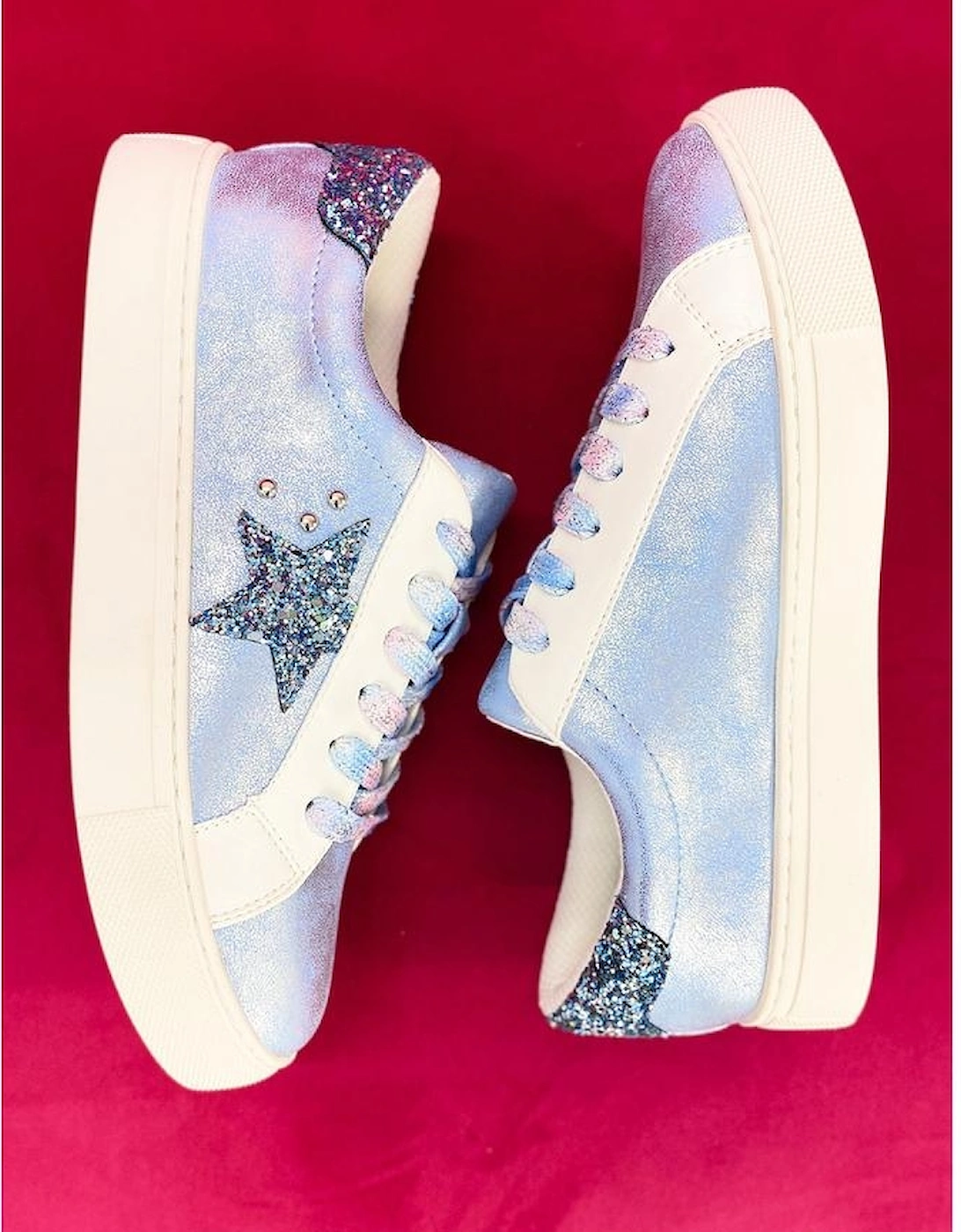 Silvery Star Sequin Patchwork Criss Cross Casual Shoes