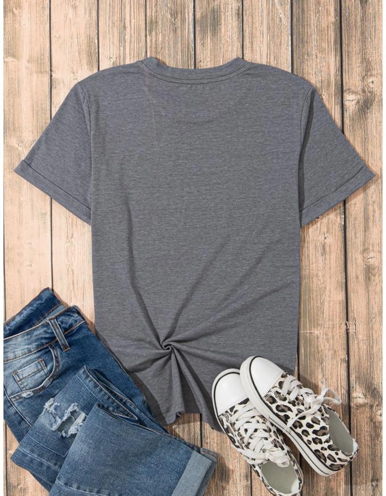 Gray Sequined Game Day Casual Tee