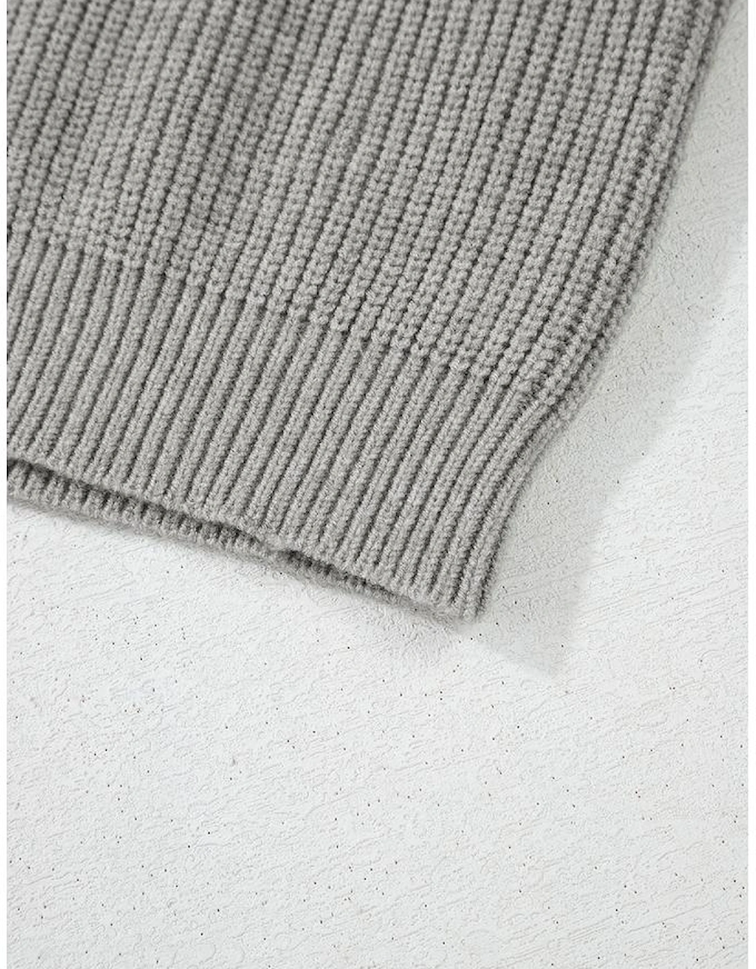 Philippine Gray Ribbed Knit Bow Front Buttoned Cardigan