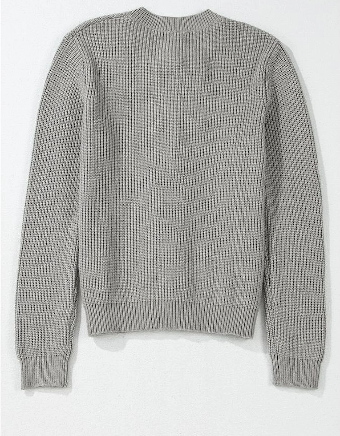 Philippine Gray Ribbed Knit Bow Front Buttoned Cardigan