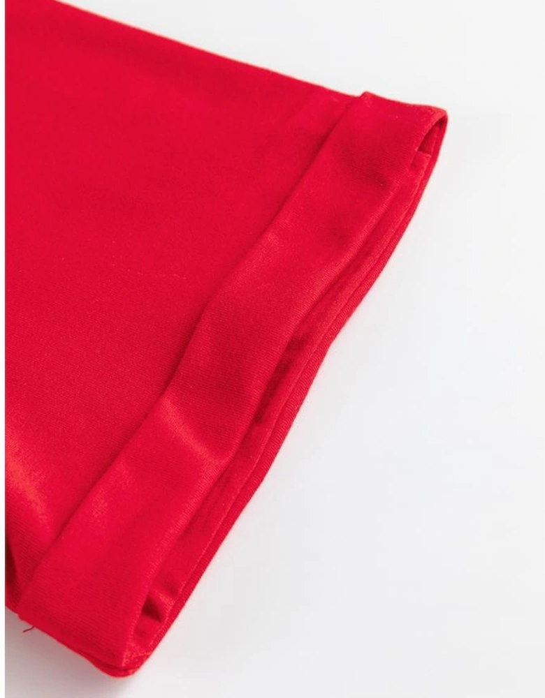 Red Christmas MERRY Graphic Cuffed Sleeve T Shirt