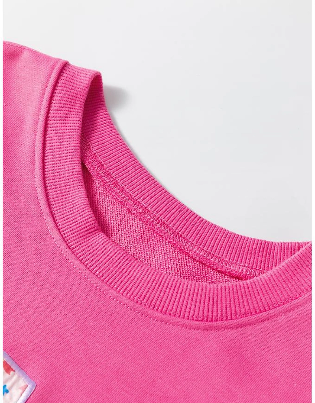 Rose Red Floral MAMA Embroidered Graphic Pullover Sweatshirt