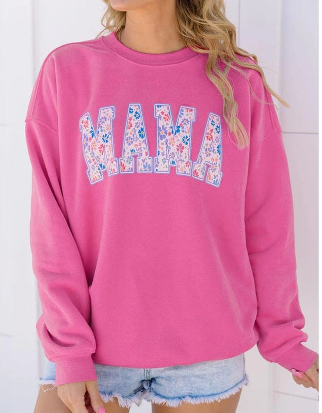Rose Red Floral MAMA Embroidered Graphic Pullover Sweatshirt, 13 of 12