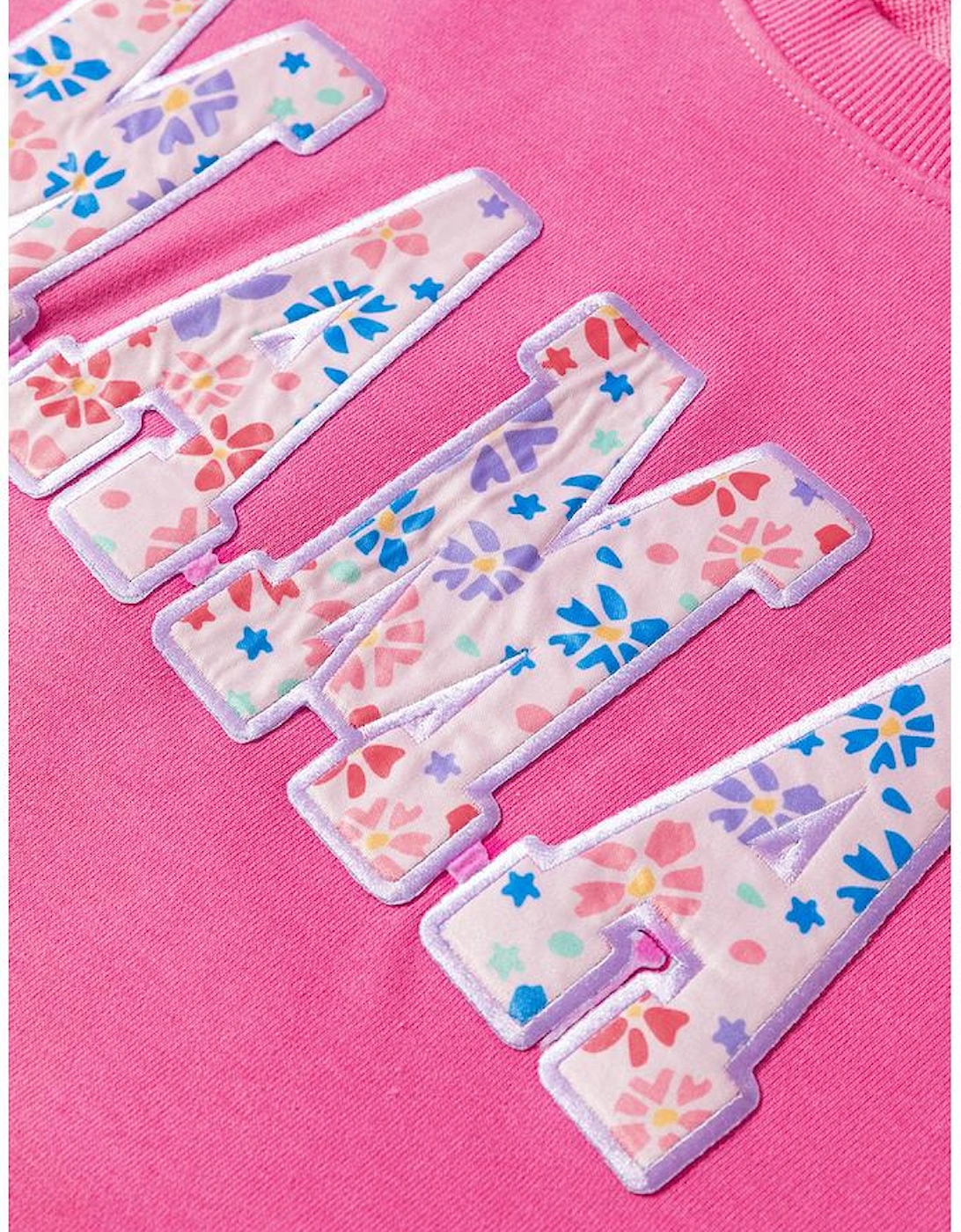 Rose Red Floral MAMA Embroidered Graphic Pullover Sweatshirt