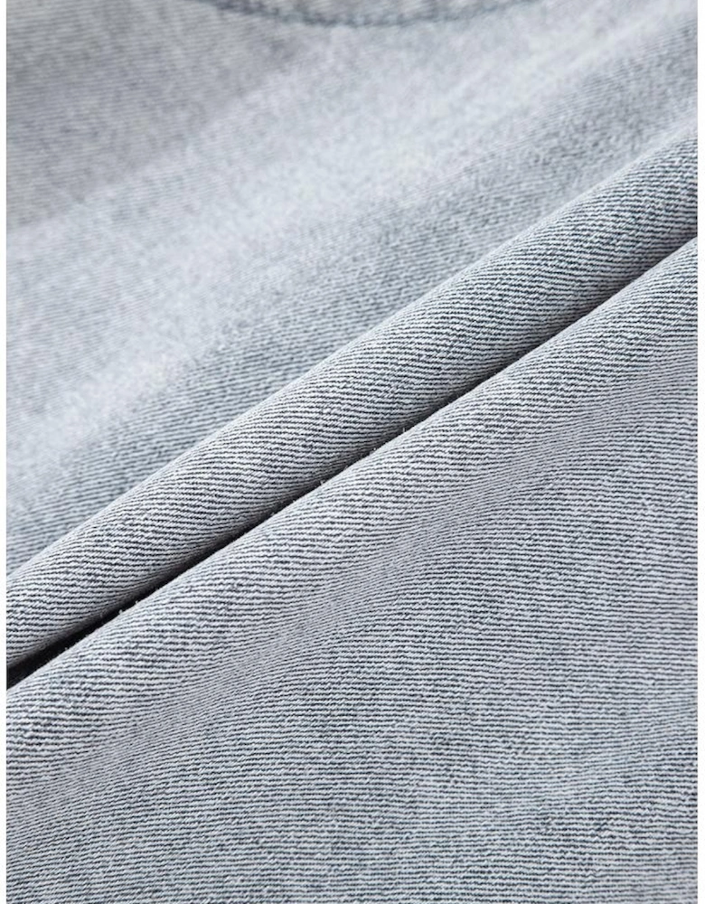 Dusk Blue Scalloped Hemline Acid Wash High Waist Denim Shorts