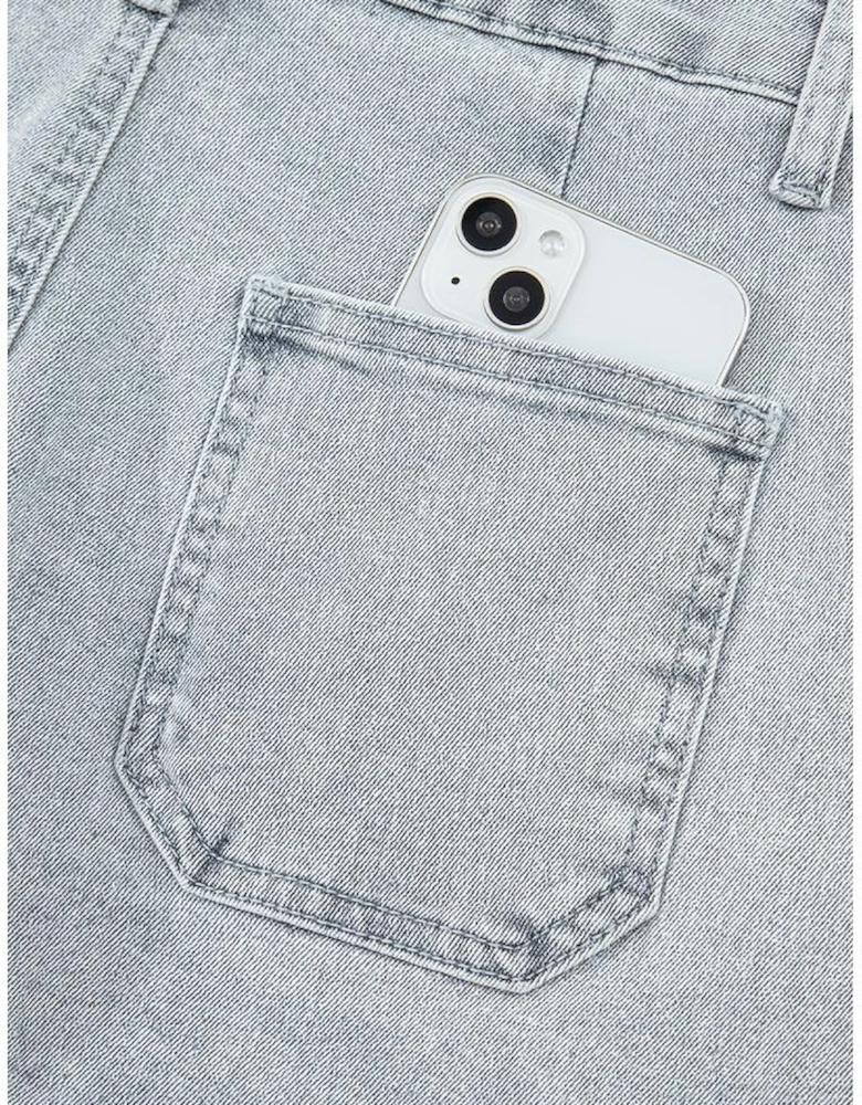 Dusk Blue Scalloped Hemline Acid Wash High Waist Denim Shorts