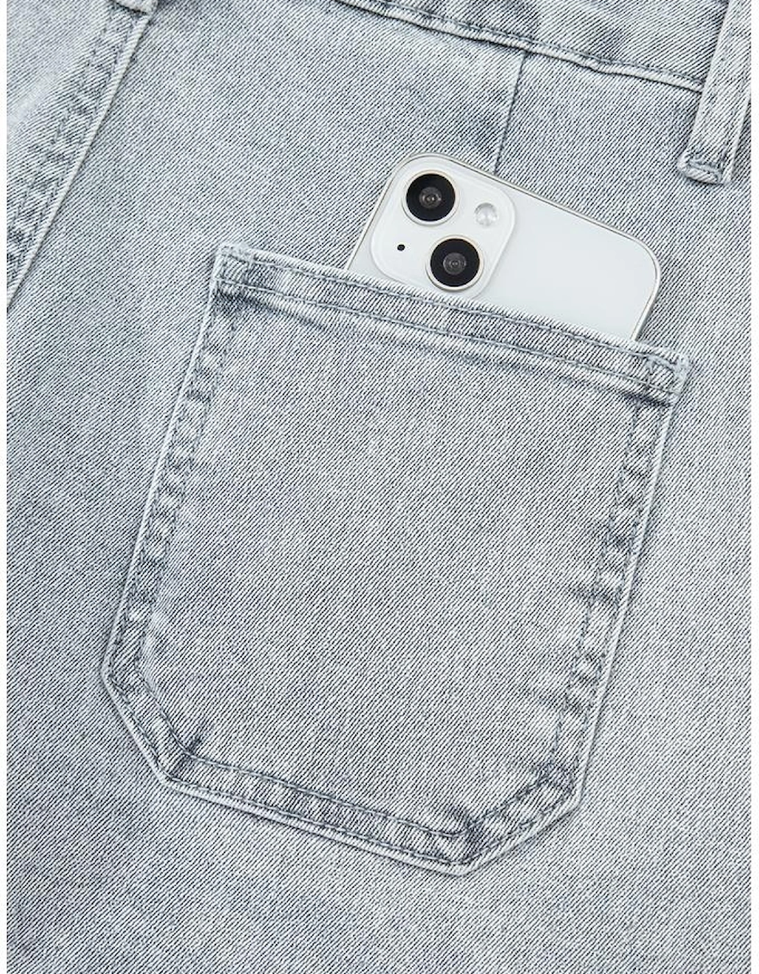 Dusk Blue Scalloped Hemline Acid Wash High Waist Denim Shorts