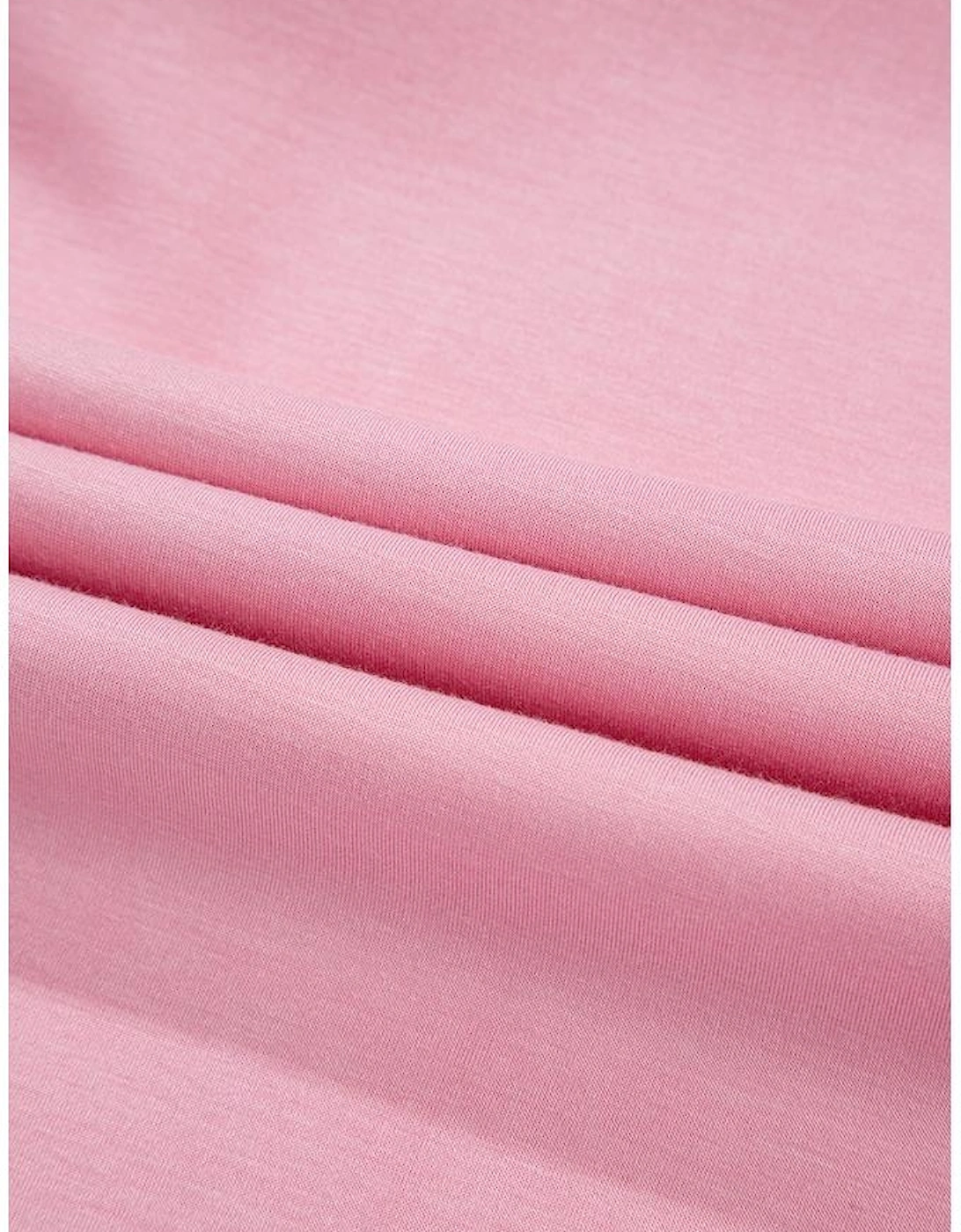 Pink Bow Applique Half Sleeve T-shirt