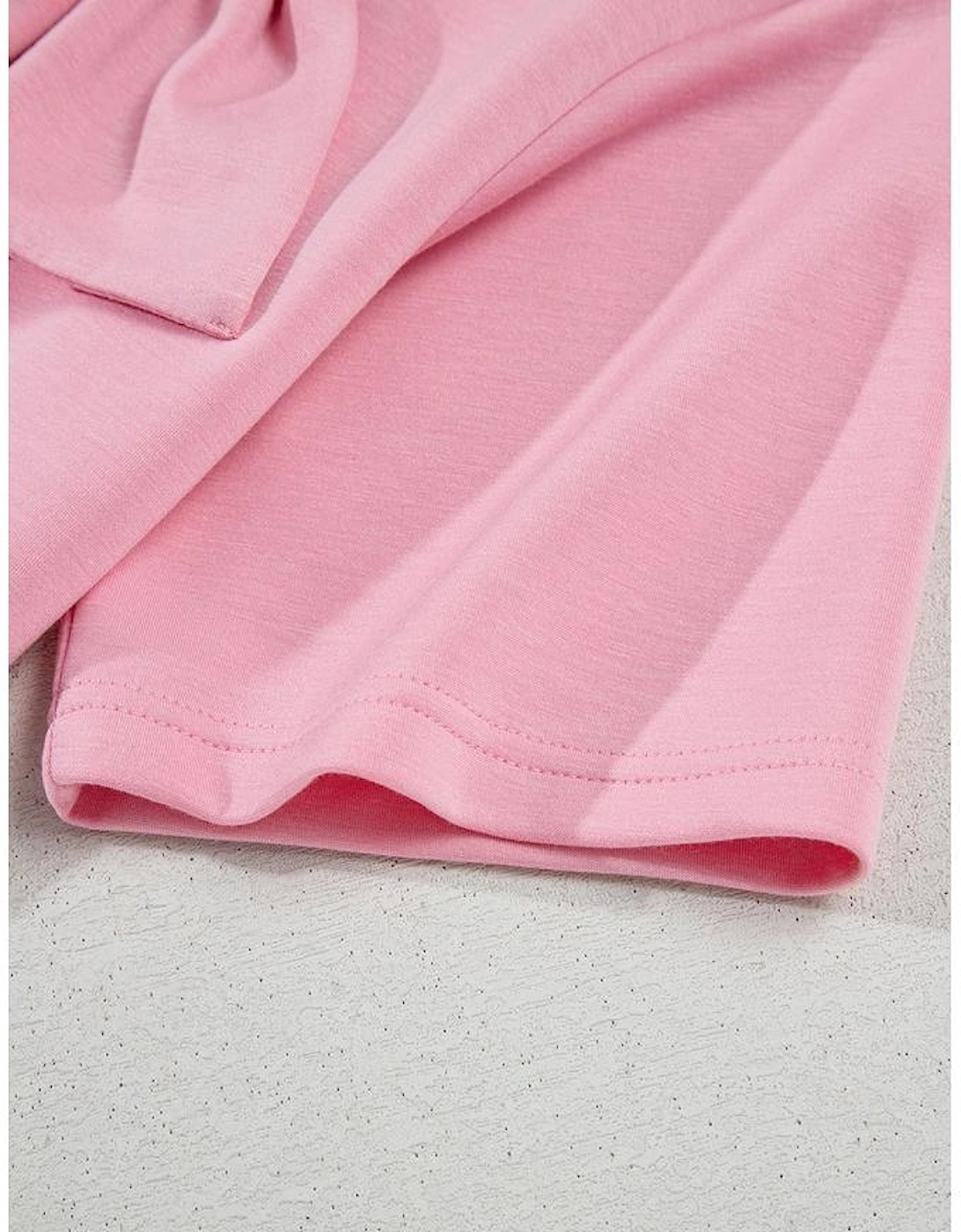 Pink Bow Applique Half Sleeve T-shirt