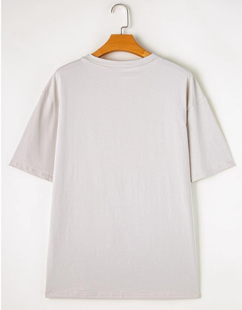 Gray Rock & Roll Graphic Distressed Vintage Tee