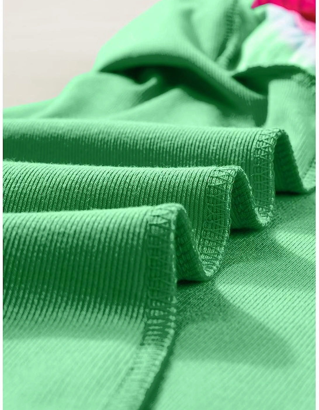 Light Green Contrast Ricrac Floral Sleeve Top