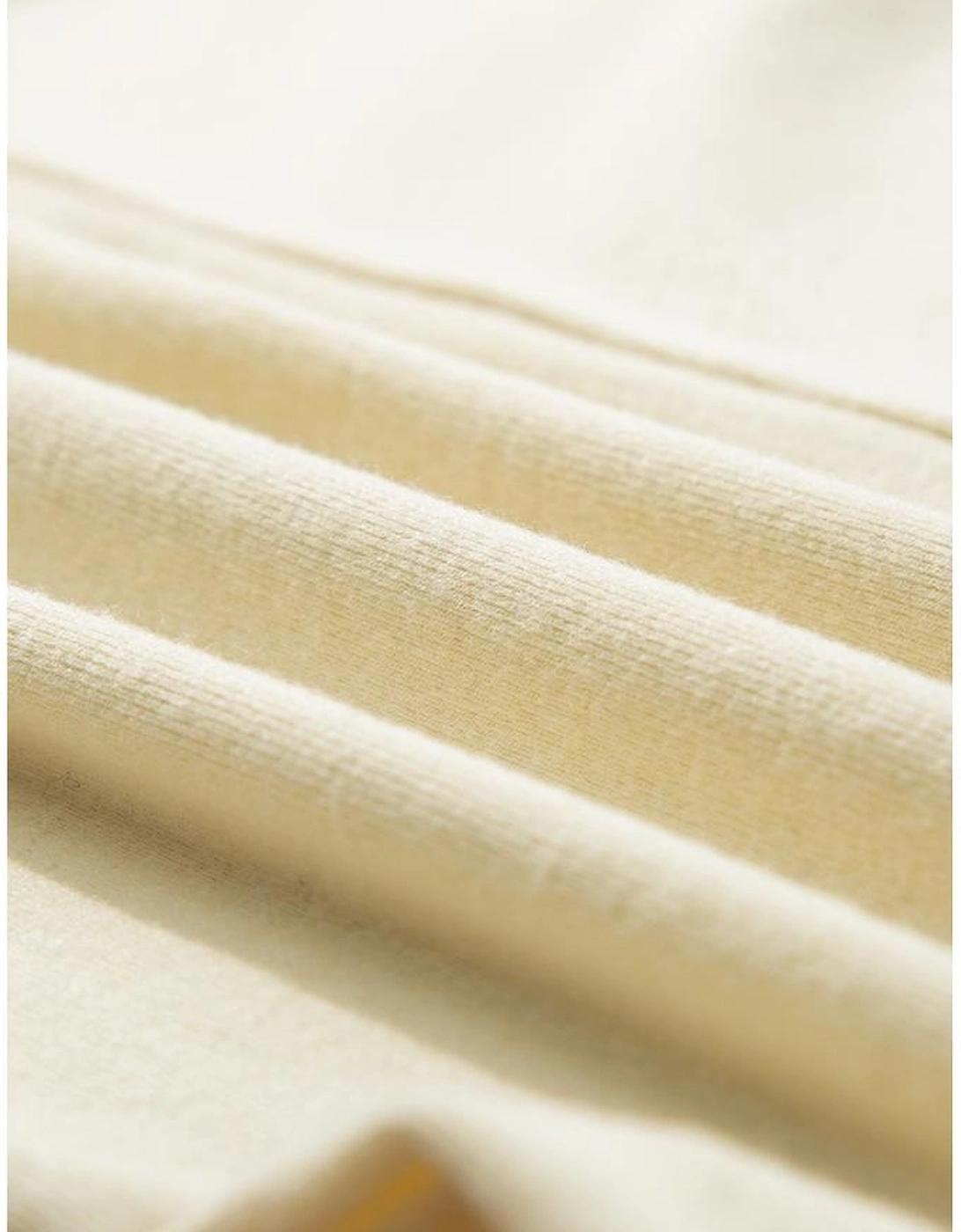 Beige Thermal Knit Patchwork Exposed Seam Long Sleeve Top