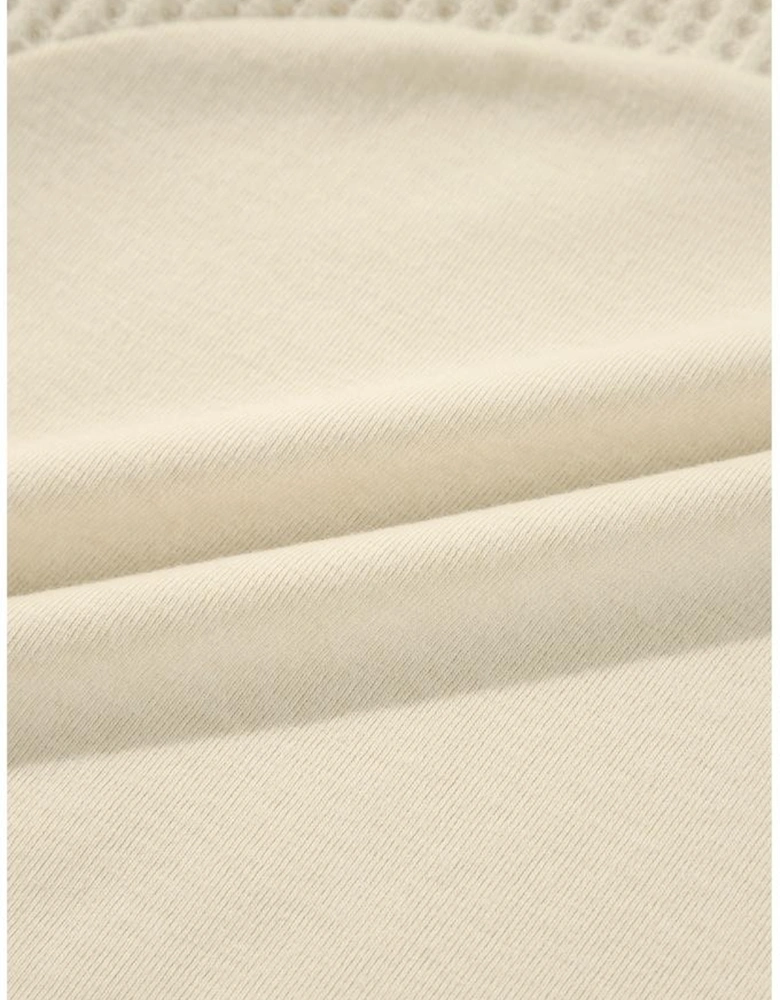 Beige Thermal Knit Patchwork Exposed Seam Long Sleeve Top