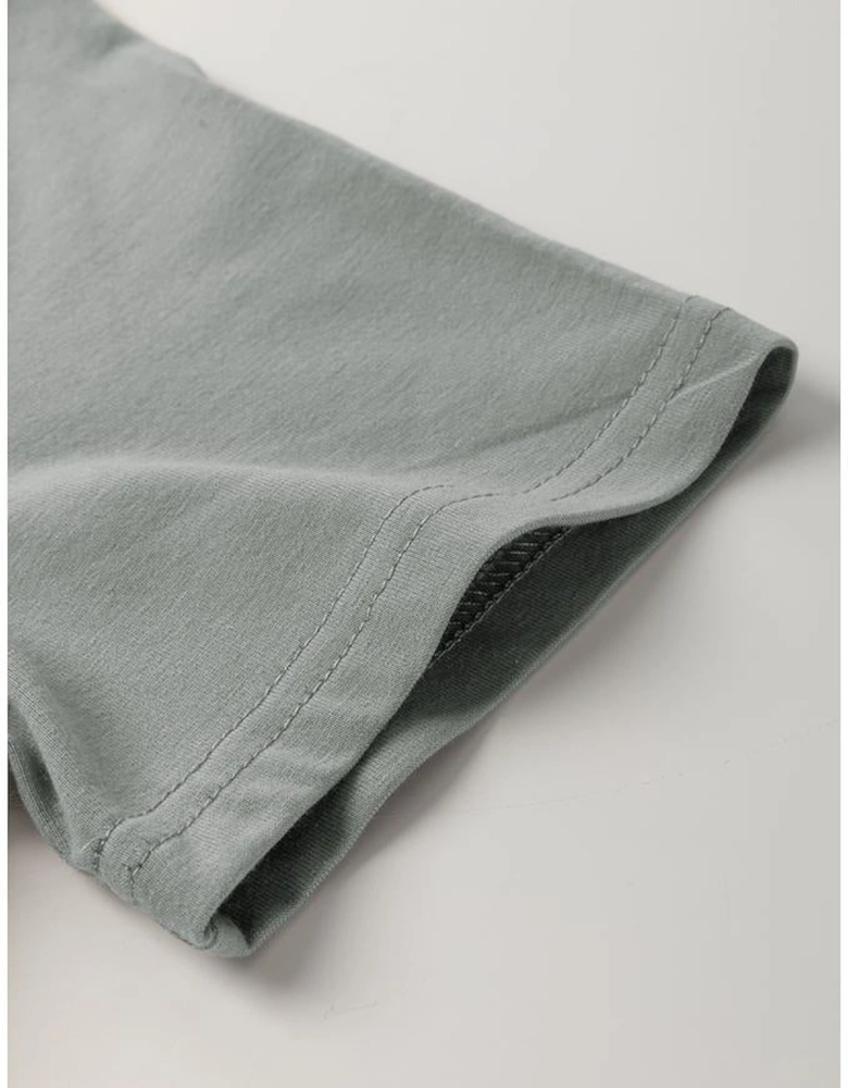 Medium Grey Solid Color Toothpick Stripe Round Neck T Shirt