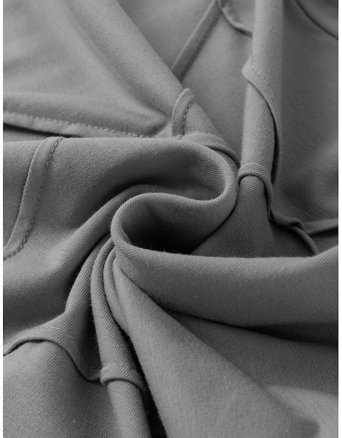 Medium Grey Solid Color Toothpick Stripe Round Neck T Shirt