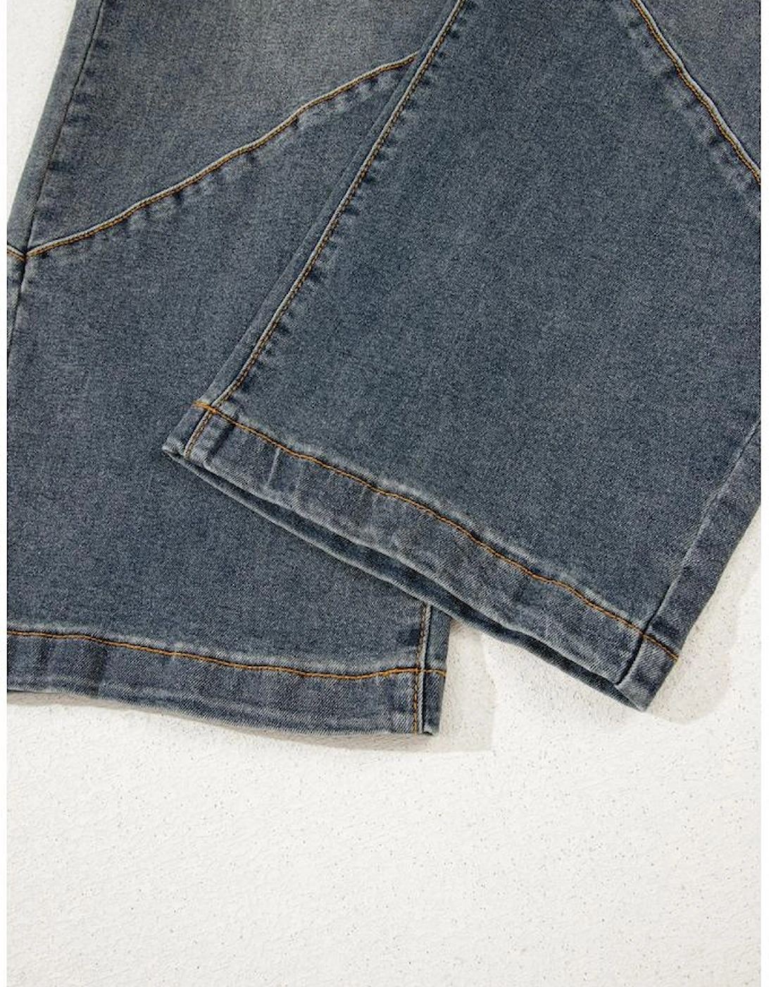 Sail Blue Exposed Stitching Loose Straight High Waist Jeans