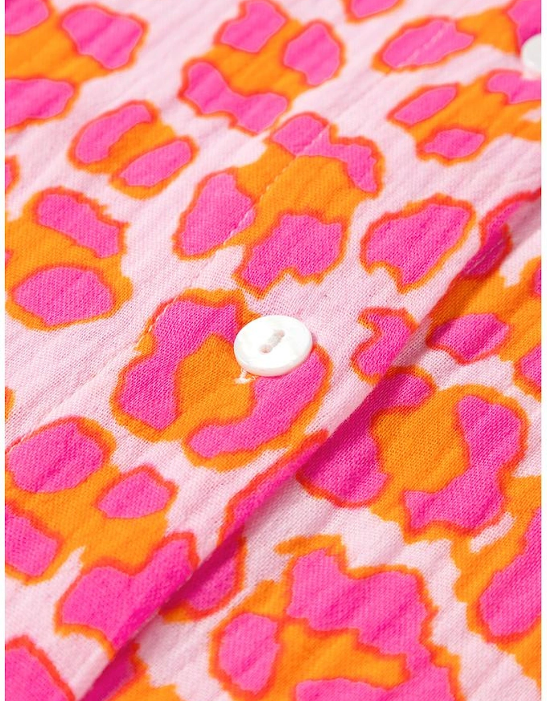 Rose Leopard Printed Button Up Loose Shirt