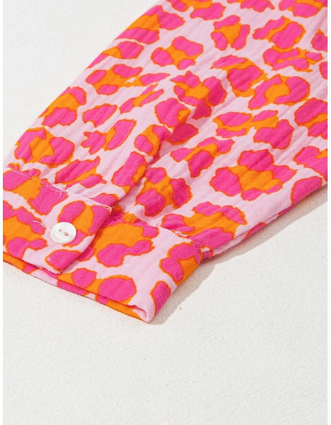 Rose Leopard Printed Button Up Loose Shirt