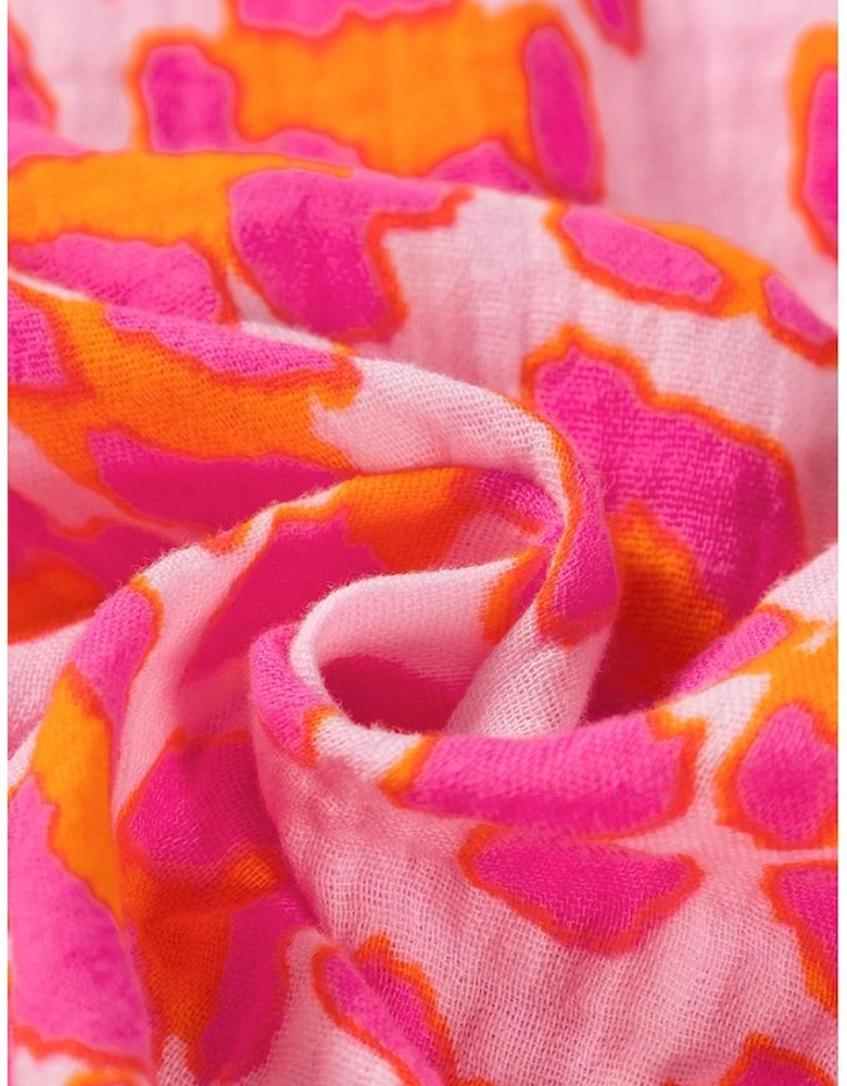 Rose Leopard Printed Button Up Loose Shirt