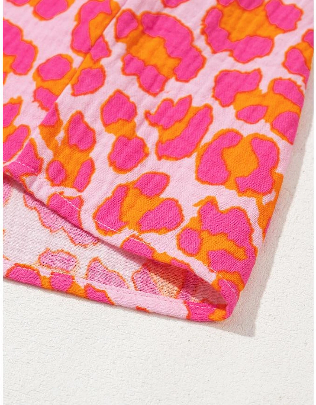 Rose Leopard Printed Button Up Loose Shirt