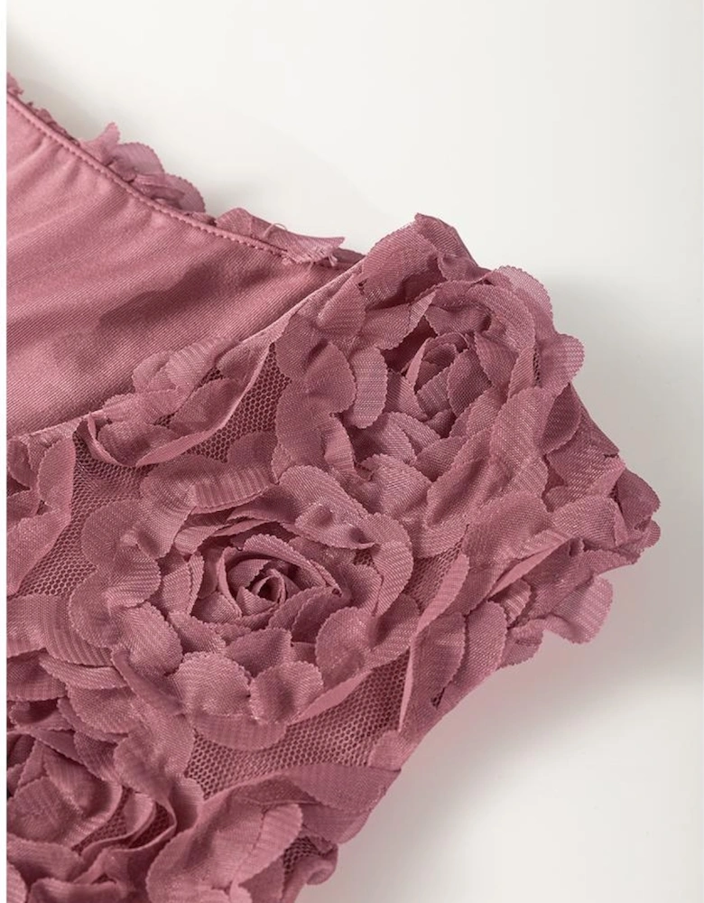 Heather Floral Textured V Neck Wrapped Sleeveless Bodysuit