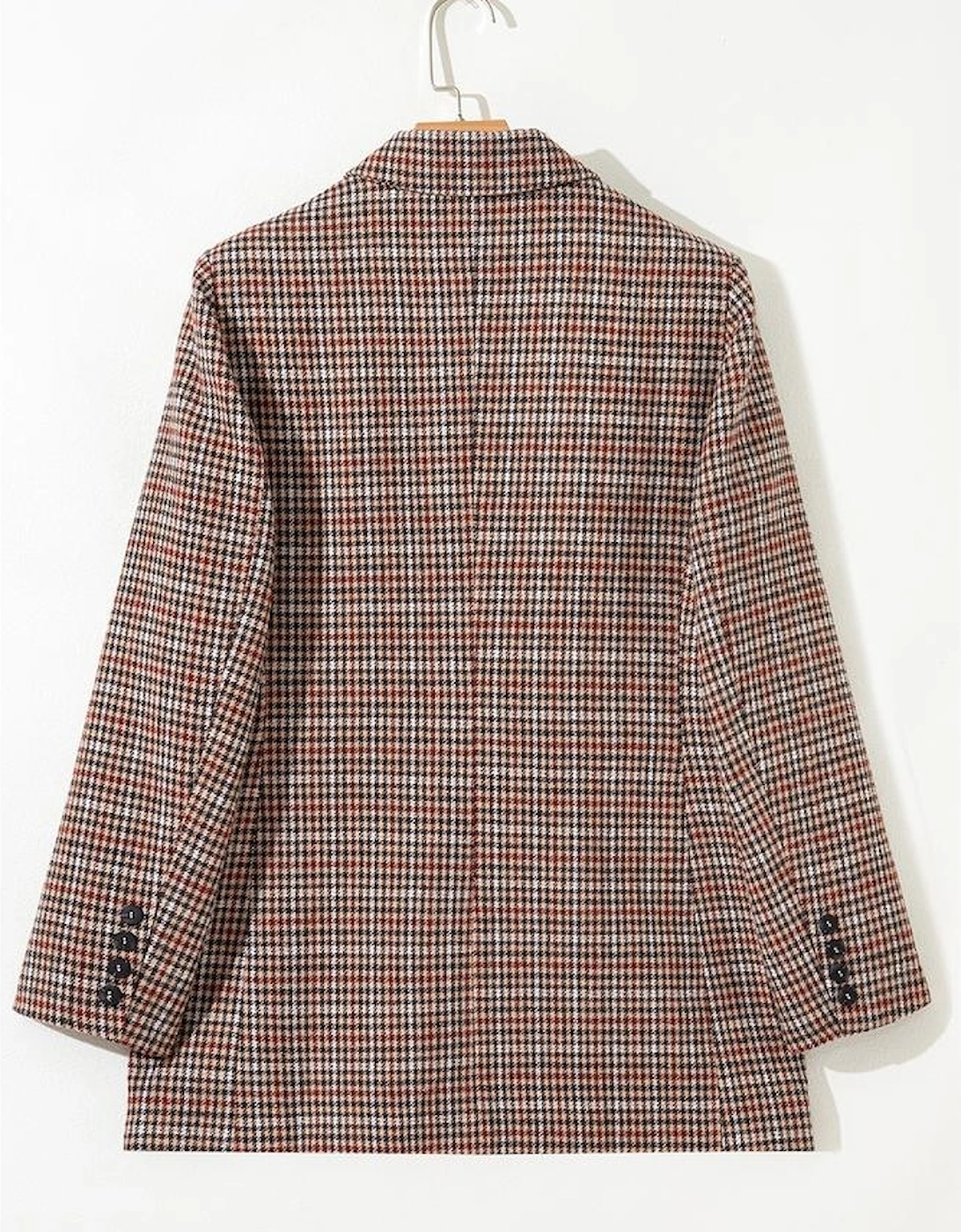 Brown Houndstooth Lapel Collar Blazer