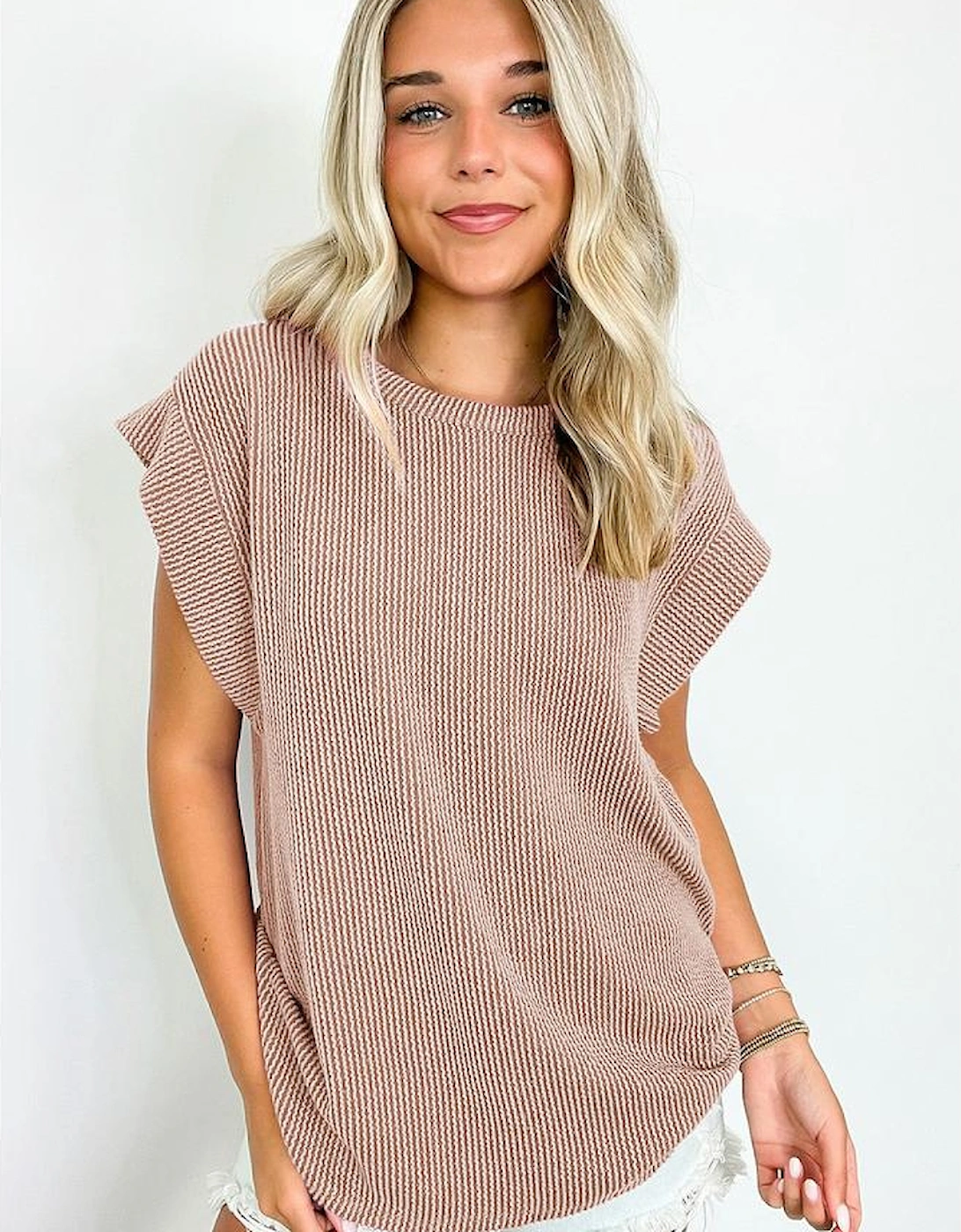 Dark Khaki Twisted Rib Wide Sleeve Crew Neck T Shirt