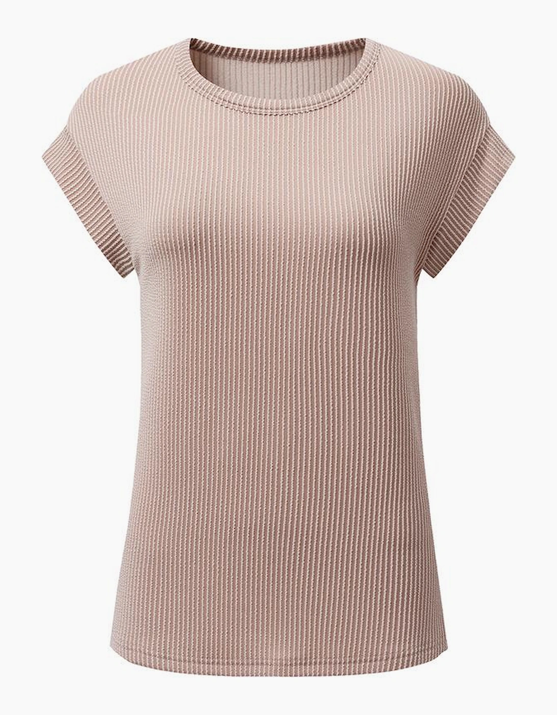 Dark Khaki Twisted Rib Wide Sleeve Crew Neck T Shirt