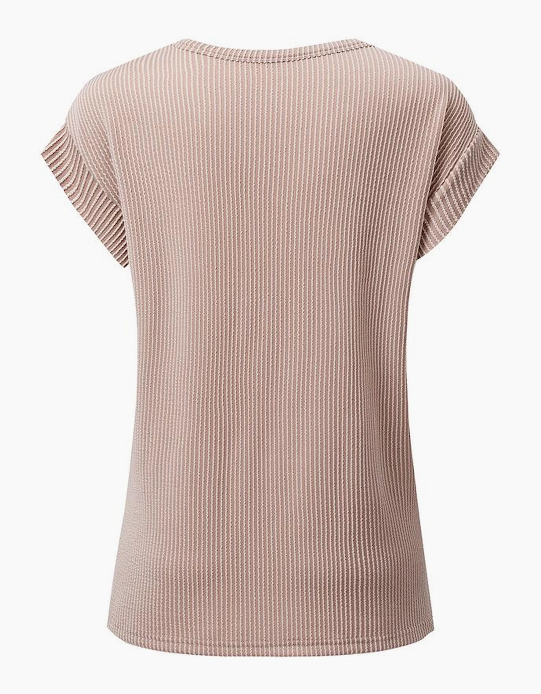 Dark Khaki Twisted Rib Wide Sleeve Crew Neck T Shirt
