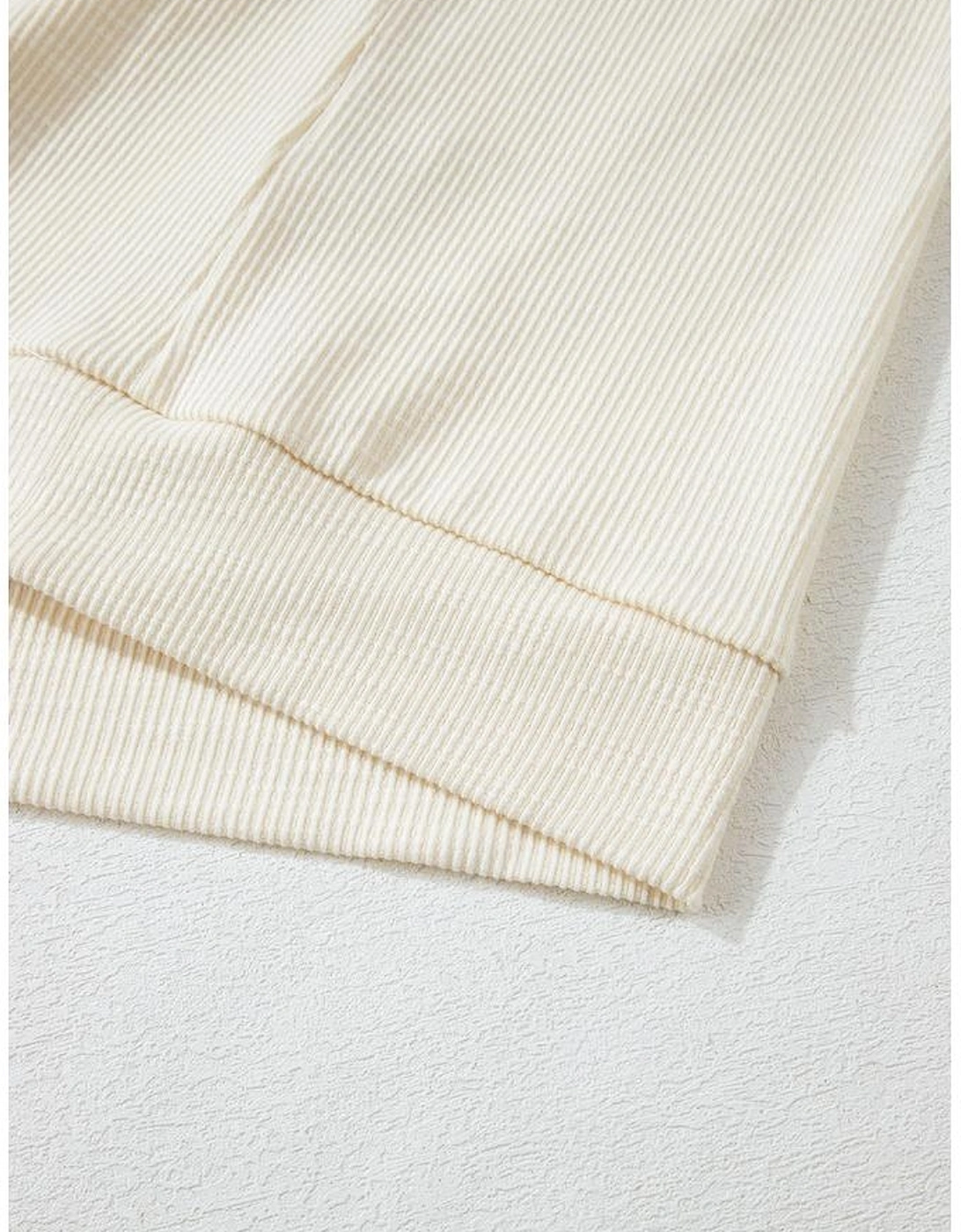 Apricot Plus Size Floral Patchwork Ribbed Puff Sleeve Top