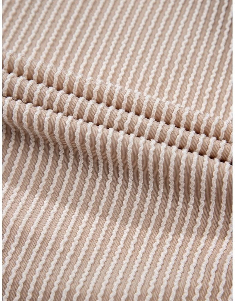 Parchment Corded Knit Side Pockets Buttoned Sleeveless Romper