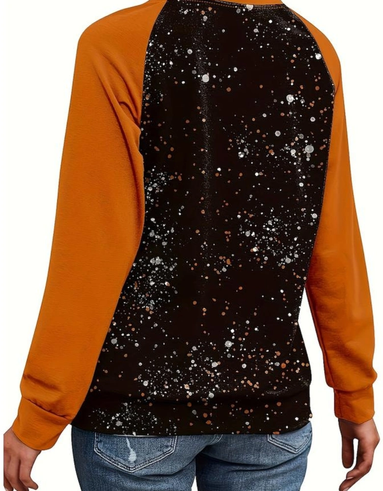 Gold Flame It's Fall Yall Halloween Pumpkin Graphic Bleached Top