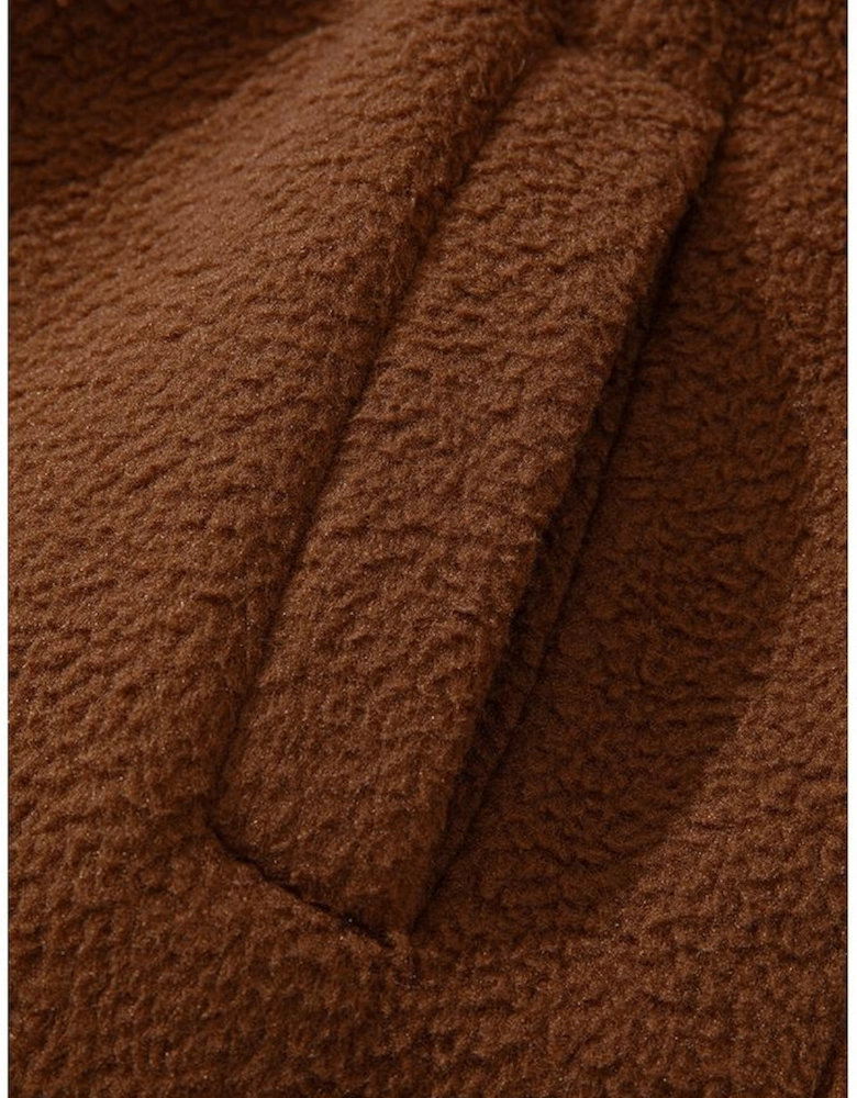 Brown Half Zip Fleece Pullover Sweatshirt