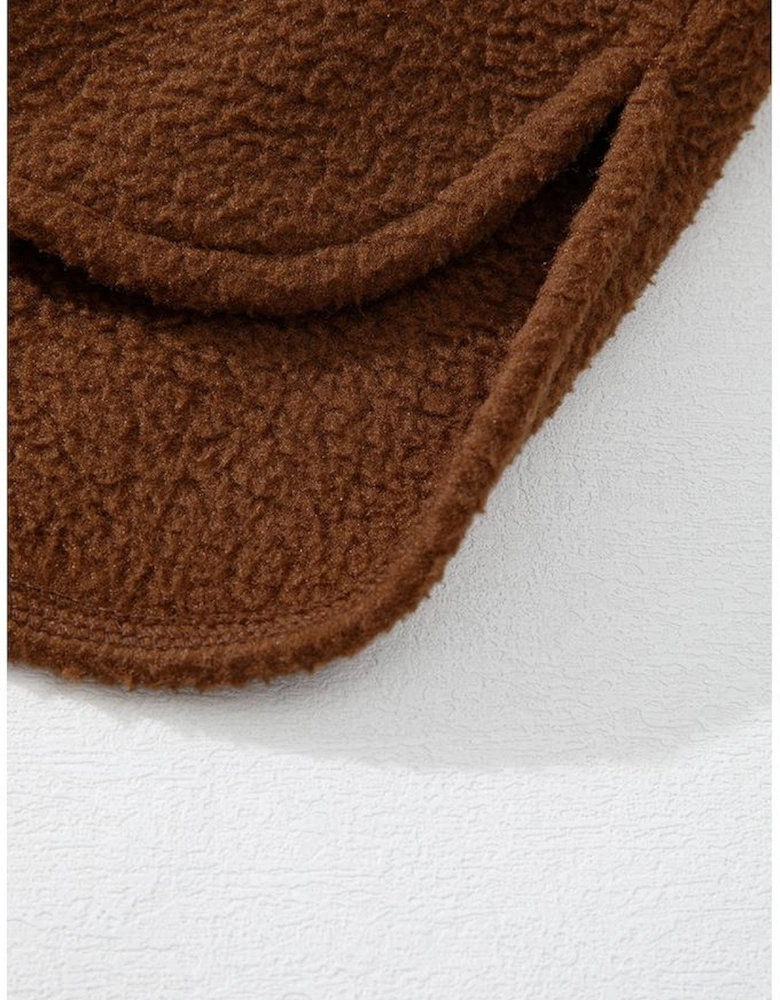 Brown Half Zip Fleece Pullover Sweatshirt