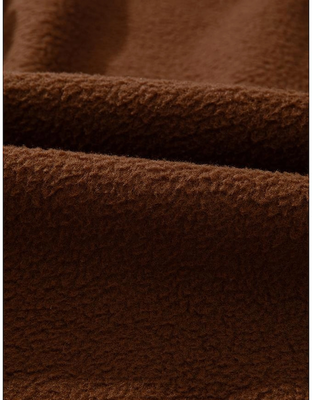 Brown Half Zip Fleece Pullover Sweatshirt