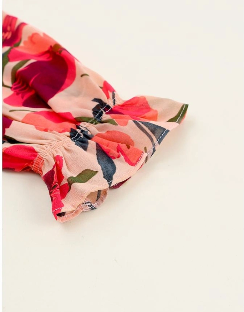 Azura Exchange Frilled Collar Long Sleeve Tiered Maxi Floral Dress