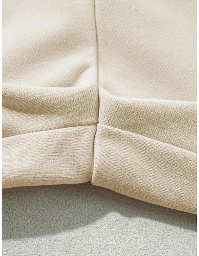 Apricot Loop Drawstring Casual Wide Leg Pants