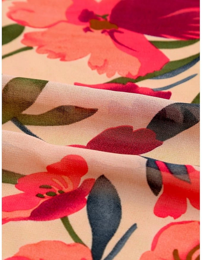 Azura Exchange Frilled Collar Long Sleeve Tiered Maxi Floral Dress