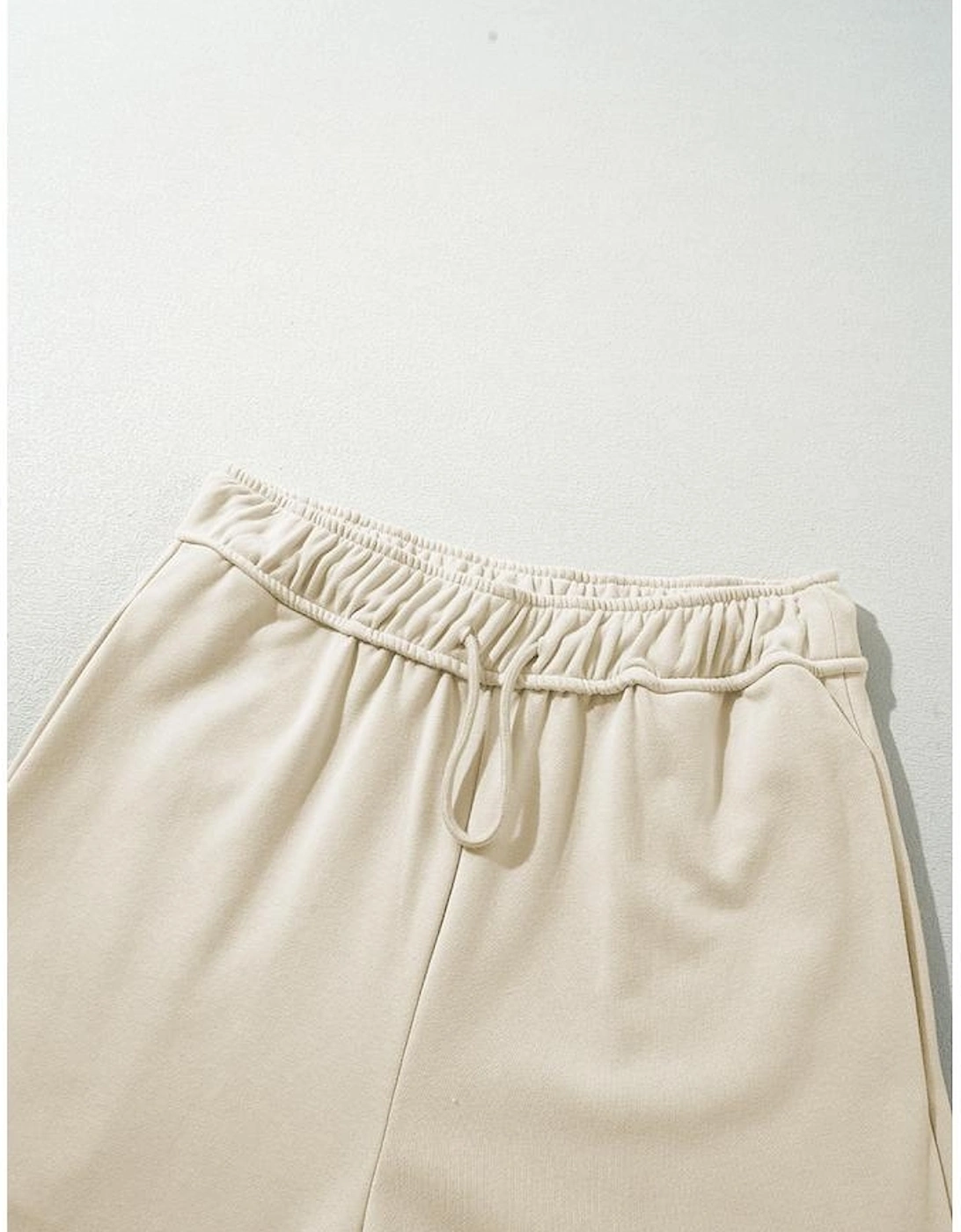 Apricot Loop Drawstring Casual Wide Leg Pants
