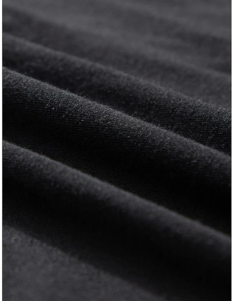 Black Short Sleeve Shirred High Waist V Neck Maxi Dress