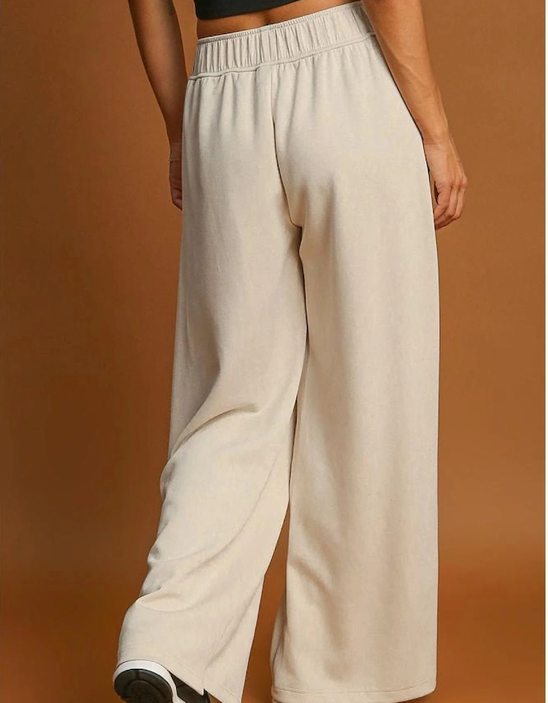 Apricot Loop Drawstring Casual Wide Leg Pants