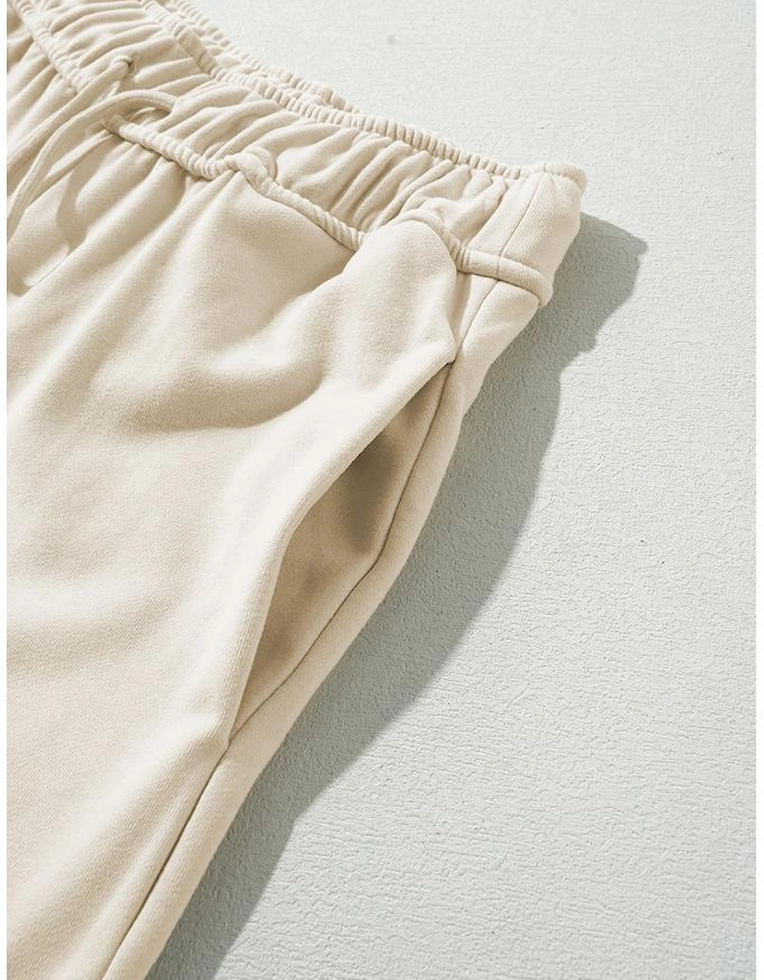 Apricot Loop Drawstring Casual Wide Leg Pants