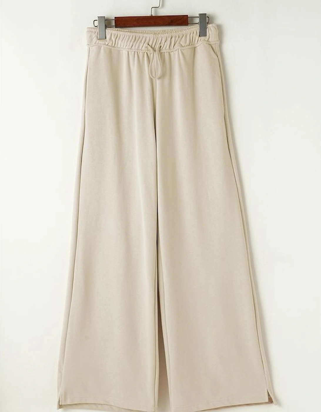 Apricot Loop Drawstring Casual Wide Leg Pants