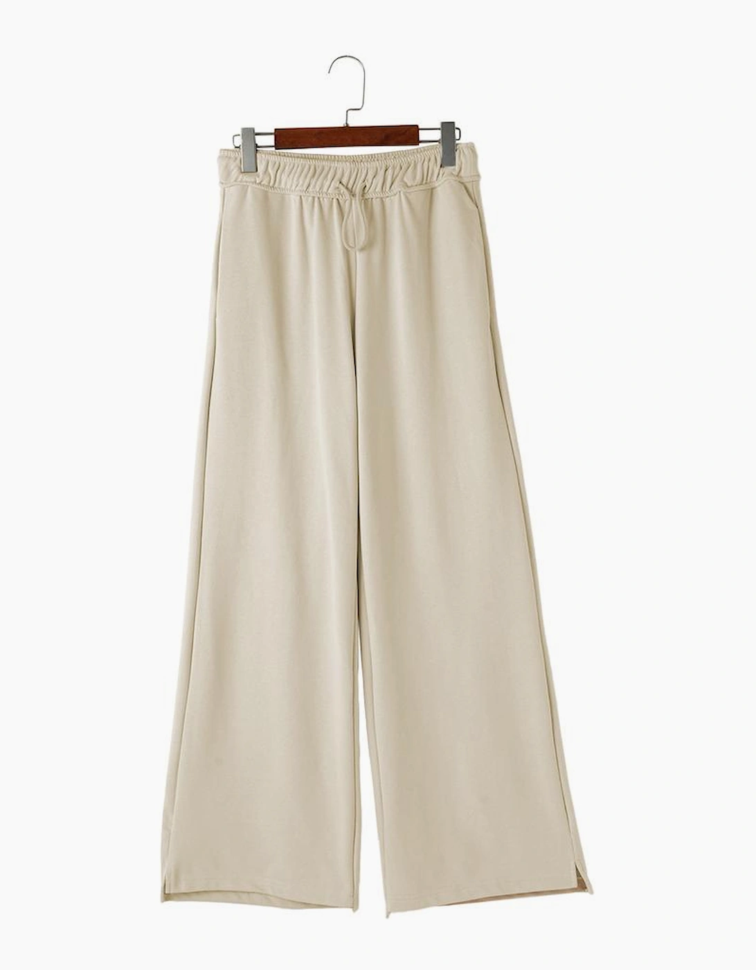 Apricot Loop Drawstring Casual Wide Leg Pants