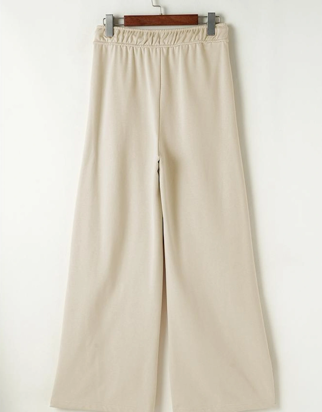 Apricot Loop Drawstring Casual Wide Leg Pants