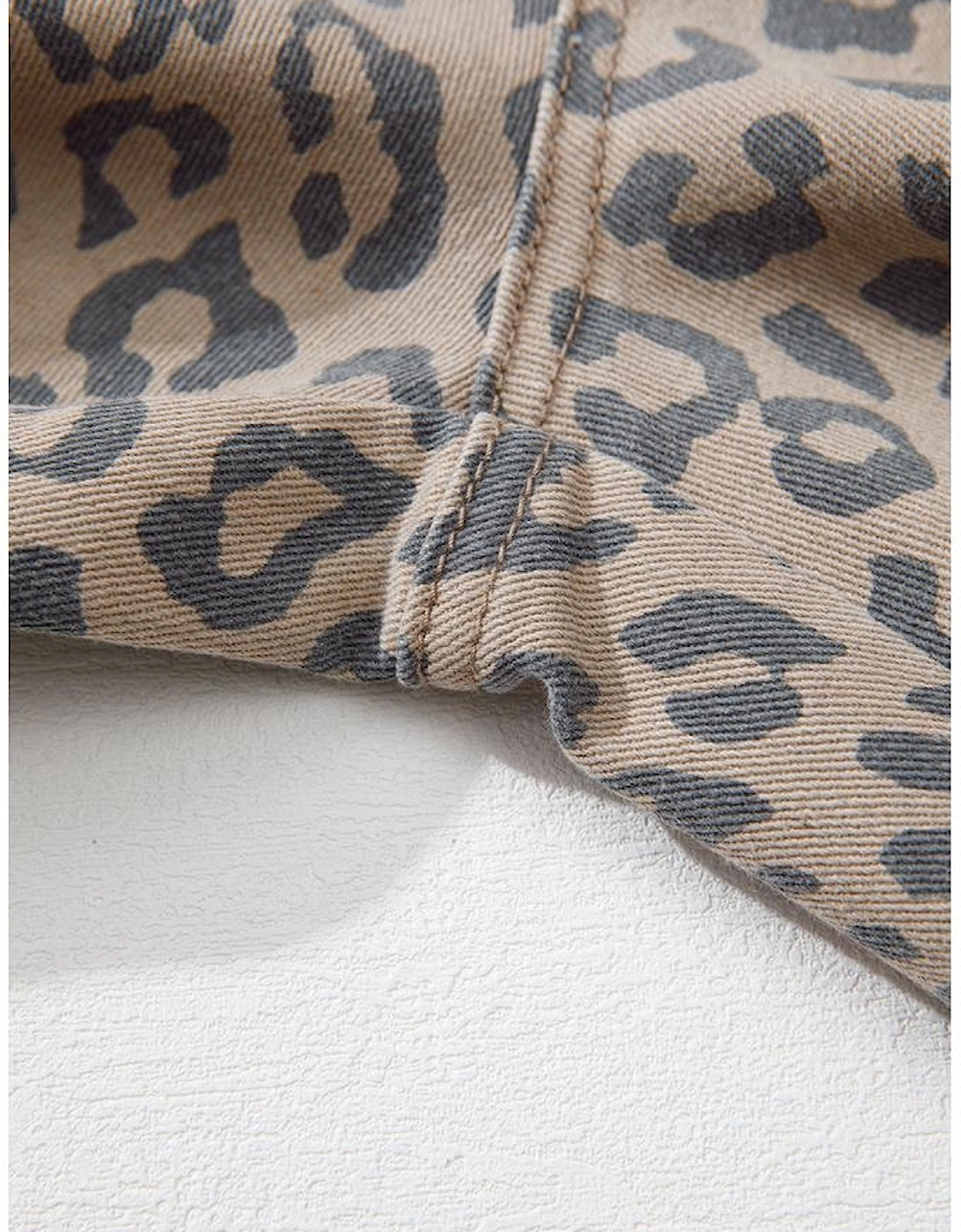 Khaki Leopard Printed Drawstring Waist Pocketed Wide Leg Jeans